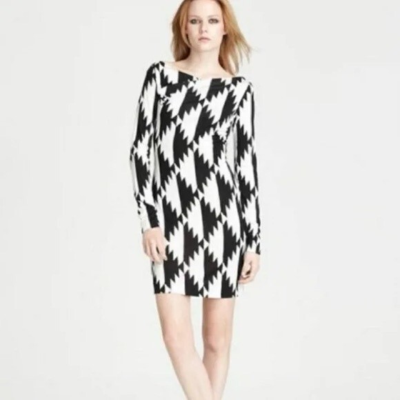 Diane Von Furstenberg Lorah Silk Long Sleeve Mini Dress Hound Aztec Print 8 - Picture 2 of 12